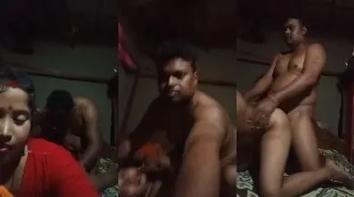 Dehati Bhabhi in saree and blouse fucking with husband