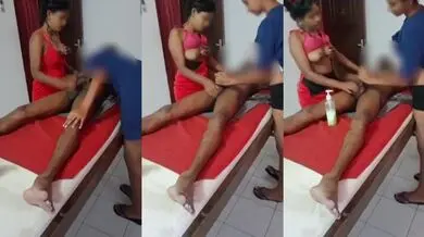2 massage girls in hot threesome handjob